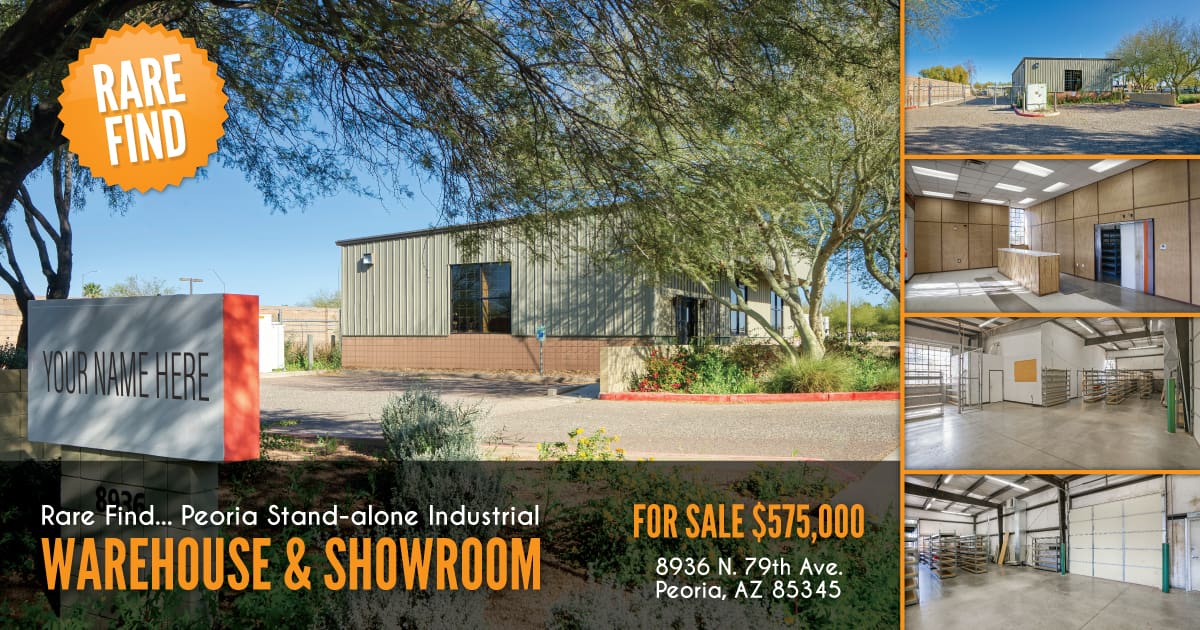 For Sale $575,000 – Rare Find... Peoria Stand-alone Industrial Warehouse & Showroom