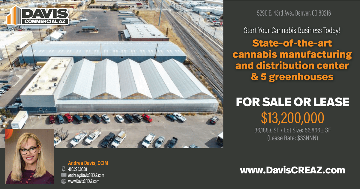 FOR SALE or LEASE: State-of-the-art cannabis manufacturing and distribution center & 5 greenhouses
